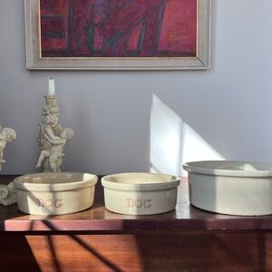 Antique Robinson Ransbottom Pottery Dog Bowls | Set of Three | Roseville, Ohio